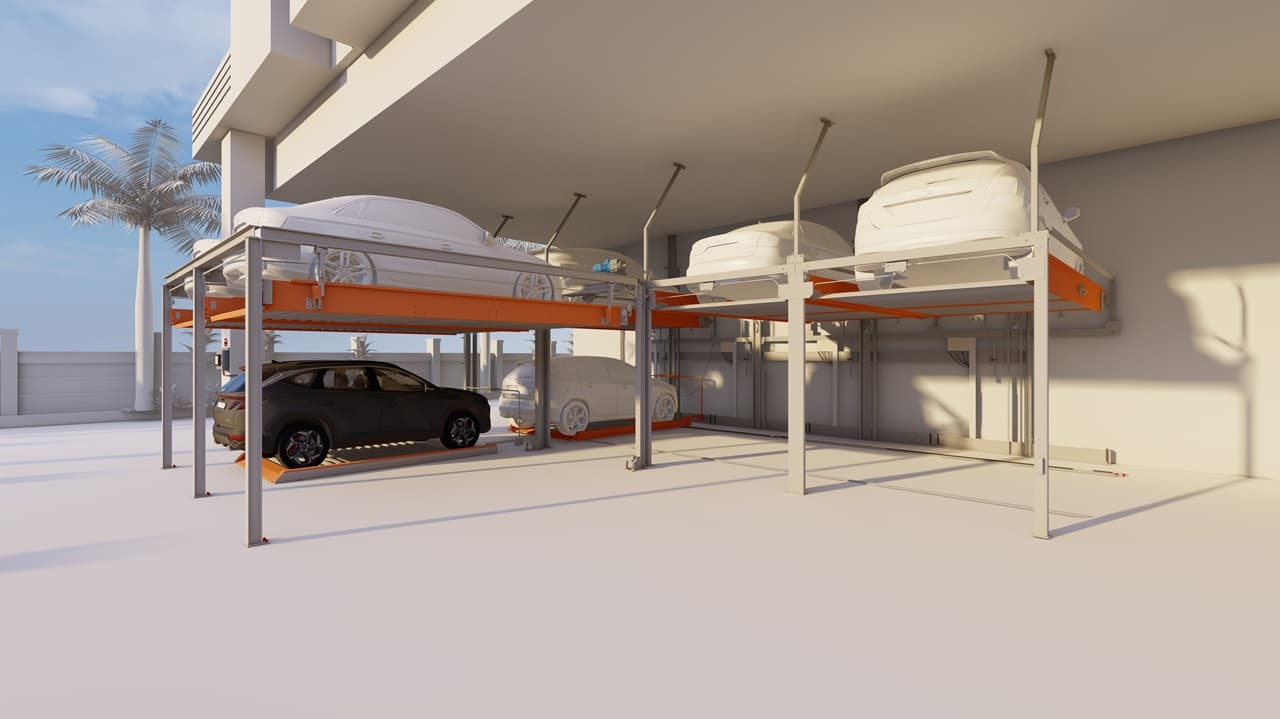 2 Level Independent Puzzle Parking System [Without Pit]