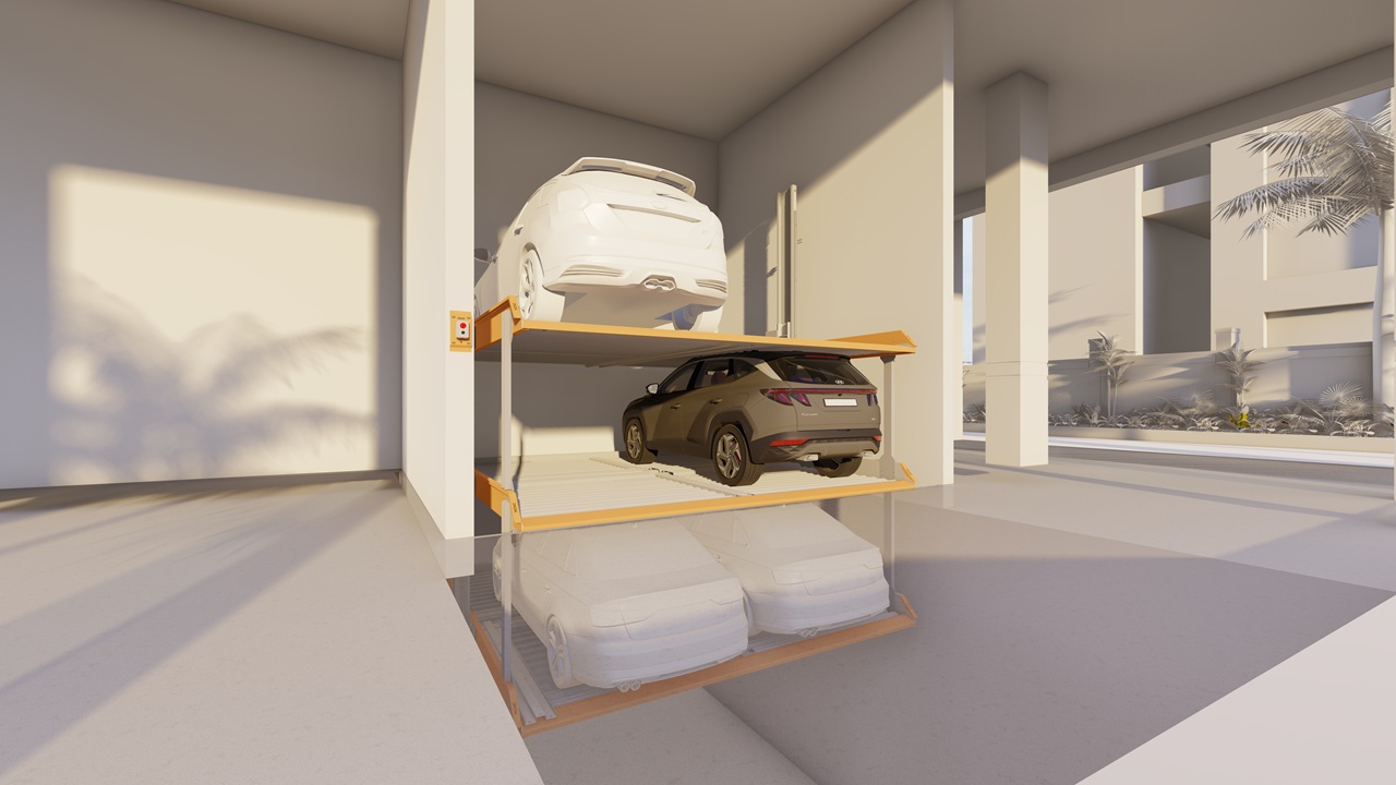 3 Level Independent Stack Parking System [With Pit]